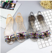 Summer Sandals Crystal Shoes Diamond Comfortable Flat-soled Women's Sandals