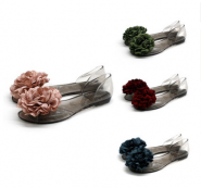 Summer Jelly Flowers Flat-heeled Lady's Crystal Sandals