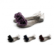 Sweet Lace Butterfly-knotted Flat-soled Sandals Transparent Beach Shoes