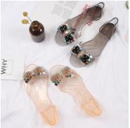 New fashionable, comfortable and transparent bow bead sandals