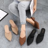 Baotou half slippers women's new style thick heel pointed casual single shoes