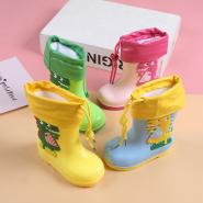 Children's rain shoes waterproof cartoon rain boots Plush warm baby water shoes