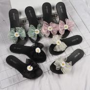 Women's Chrysanthemum button BOW FLAT slippers