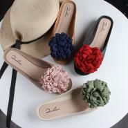 Summer women's new fashion solid color flower slippers